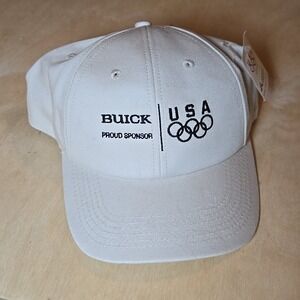 VTG Buick USA Olympics Sponsor Snapback Hat White Made USA‎ Embroidered Tag 90s